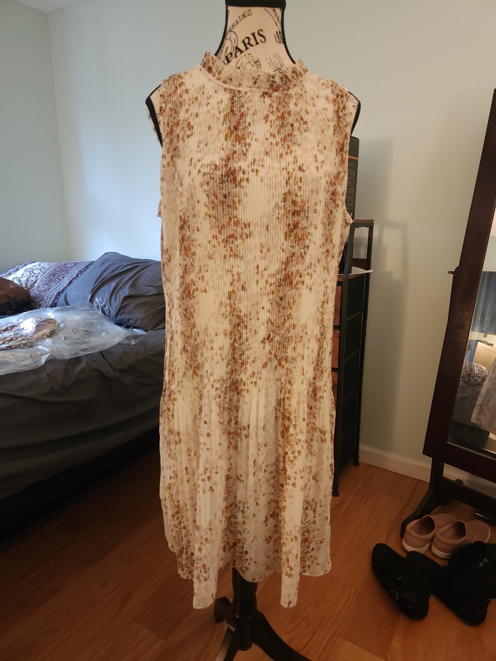 Paris Floral Pleated Dress